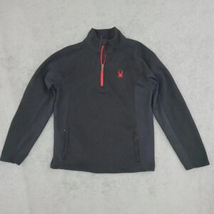 Spyder Men's Black Quarter-Zip Pullover Fleece Jacket L 28CT